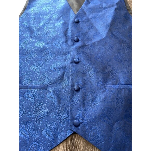 Vintage Pierre Cardin Vest Mens sz Large Blue Paisley V Neck Sleeveless Button - Picture 7 of 13